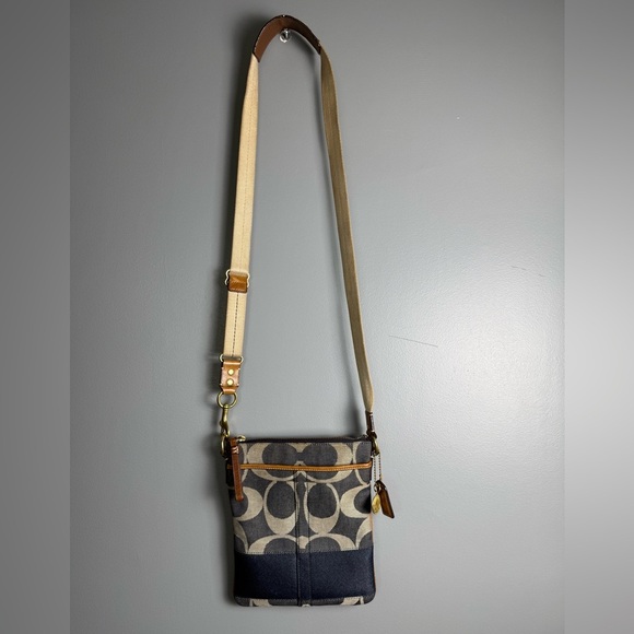 Coach Handbags - Coach Denim Signature Top Zip Swingpack Crossbody Bag #40758